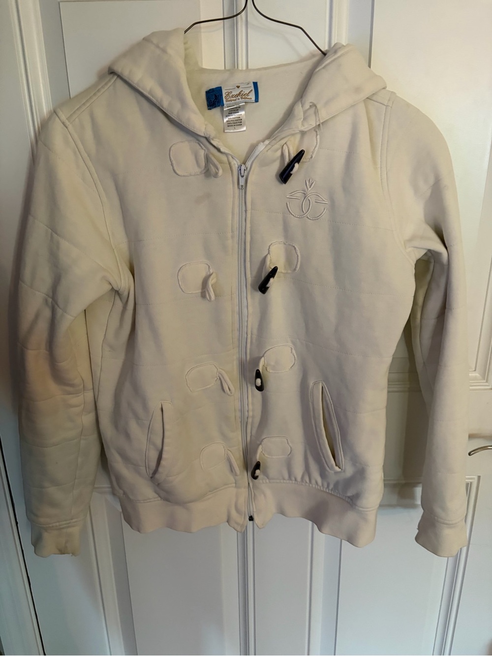 Ezekiel Off-White Hooded Zip Sweatshirt with Toggle Accents